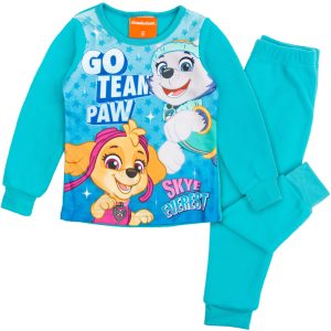 turkusowa piżama piżamka ciepła dziecięca dla dziewczynki z polaru jesień zima dla dziecka psi patrol
