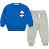 dres komplet dziecięcy panda niebieska bluza z główką pandy i szare spodnie dresowe dla chłopca komplet do żłobka i przedszkola wygodny i bawełniany