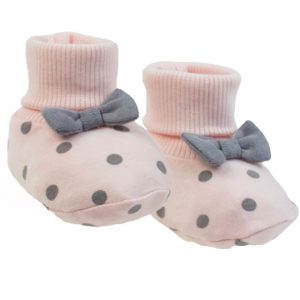 buciki dresowe niechodki niemowlęce w groszki z kokardkami miękkie obuwie dla niemowlaka dziewczynki SARA NICOL CiuchCiuch