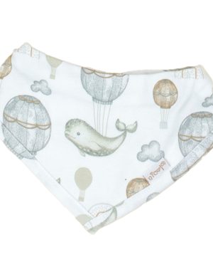 apaszka niemowlęca chustka pod szyję śliniak dla niemowlaka na napę w wieloryby i balony kolekcja MIKI NICOL CiuchCiuch