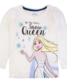 kremowa bluzka koszulka długi rękaw bawełniana dla dziewczynki Frozen Kraina Lodu Elza dziewczęca z bajki na prezent CiuchCiuch