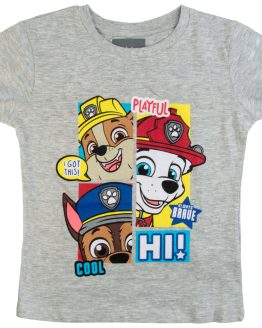 koszulka dziecięca t-shirt krótki rękaw szary psi patrol z pieskami z bajki bawełniana prezent CiuchCiuch