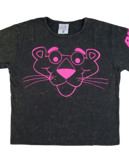 ciemnoszry top koszulka t-shirt dziewczęcy przecierany dekatyzowany różowa pantera z filmu CiuchCiuch