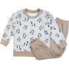 piżama bawełniana dziecięca panda długi rękaw beżowe spodenki bawełniane i szara bluzka długi rękaw z panda piżamka dziecięca dla chłopca i dziewczynki CiuchCiuch