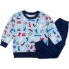 piżama bawełniana dziecięca piłkarz długi rękaw granatowe spodenki bawełniane i niebieska bluzka długi rękaw z piłkami i piłkarzami piżamka dziecięca dla chłopca CiuchCiuch