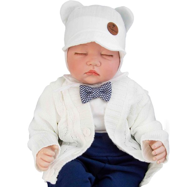 sweterek sweter niemowlęcy rozpinany biały do Chrztu dla niemowlaka polski