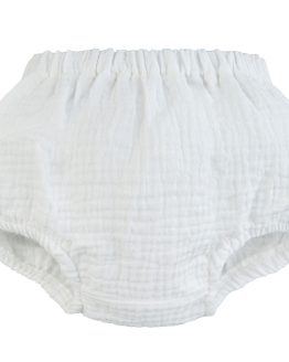 bloomersy muślinowe off-white majtki na pampersa bawełniane muslin niemowlęce dla niemowlaka i noworodka bezpieczne na upały lato CiuchCiuch polskie