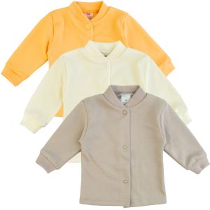 kaftan kaftanik żółty beżowy ecru gładkie 3-pak koszulka niemowlęca z bawełny bawełniana bluzeczka dla niemowlaka miękka lekka czysta bawełna 100% polskie CiuchCiuch