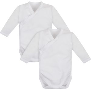 białe body kopertowe długi rękaw niemowlęce dla noworodka wyprawka bawełniana do szpitala 100% bawełna polskie gładkie białe dwupak