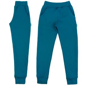 niebieskie spodnie dresowe slim dla szczupłych dzieci w kolorze morskim do szkoły na spacer wygodne ciuchciuch