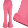 spodnie dziewczęce różowe dzwony dresowe Flare dla dziewczynki rozszerzane z dresówki do szkoły i przedszkola wygodne bawełniane CiuchCiuch