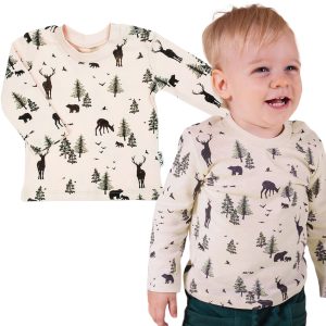 Bluzka bawełniana z długim rękawem Bambi dla dziewczynki dla chłopca motyw zwierzęcy do szkoły do przedszkola na jesień