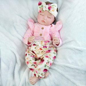 Komplet niemowlęcy 3cz. PRĄŻEK cukierkowe kwiaty dla dziewczynki różowy elegancki kwiaty opaska body spodnie