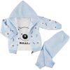 niebieski komplet dziecięcy koala dla chłopca i dziewczynki szary dresik spodenki bawęłniane i bluza rozpinana z kapturem bluzka długi rękaw z misiami koala bawełniany zestaw ubranko na prezent dla dziecka unisex