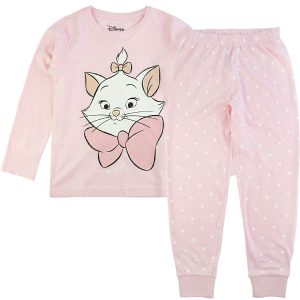 jasnoróżowa piżama dziewczęca z kotkiem Marie miękka bawełniana przewiewna dziecięca dla dziewczynki lekka CiuchCiuch z bajki Disney