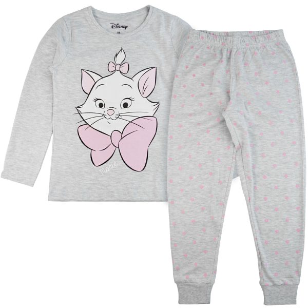 szara piżama dziewczęca z kotkiem Marie miękka bawełniana przewiewna dziecięca dla dziewczynki lekka CiuchCiuch z bajki Disney