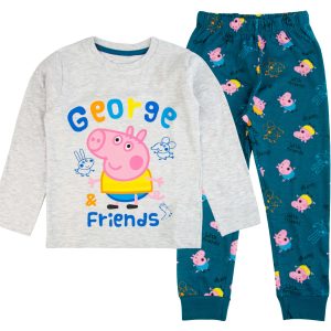 Piżama bawełniana George and Friends jasno szara jasny szary Świnka peppa peppa pig dla chłopca chłopięca