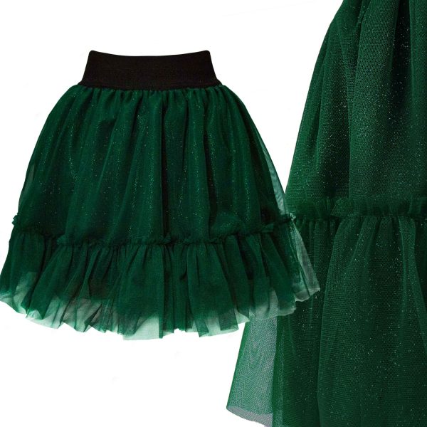 zielona spódniczka tiulowa elegancka dziewczęca świąteczna na święta dla dziewczynki dziecięca na sesję zdjęciową połyskująca