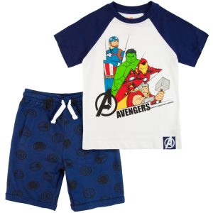 KOMPLET szorty + koszulka Avengers chłopięcy dla chłopca na lato letni