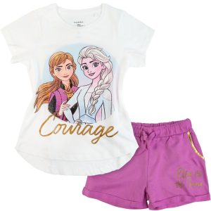 KOMPLET szorty + koszulka Frozen dla dziewczynki dziewczęcy na lato letni z krótkim rękawkiem