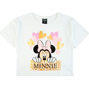 T-SHIRT koszulka Minnie Mouse - biała dla dziewczynki dziewczęca koszulka z krótkim rękawkiem
