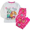 szaro-różowa piżama piżamka dziewczęca dziecięca dla dziewczynki bawełniana bawełna długi rękaw różowe spodni w pieski psi patrol bluzka z długim rękawem skye i everest prezent z bajki dla dziewczynki