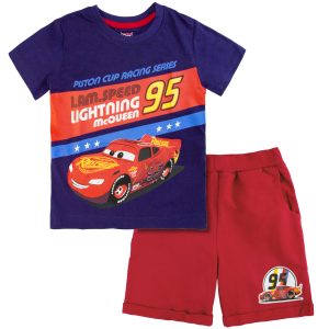 KOMPLET szorty + koszulka Zygzak McQueen - granat/czerwony dla chłopca chłopięcy na lato letni