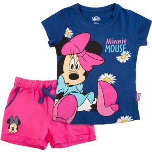 Komplet letni bawełniany Minnie Mouse - granat dla dziewczynki dziewczęcy komplet na lato przewiewny lekki