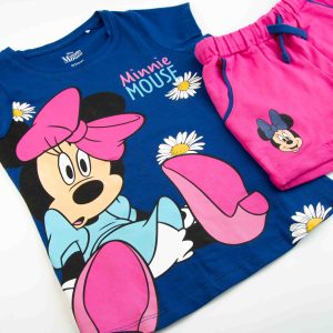 Komplet letni bawełniany Minnie Mouse - granat dla dziewczynki dziewczęcy komplet na lato przewiewny lekki