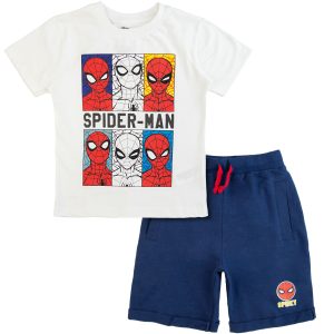 KOMPLET szorty + koszulka Spider-man - biały/granat dla chłopca chłopięcy letni komplet na lato