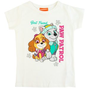 Bluzka koszulka Psi Patrol - Best Friend - ecru z krótkim rękawem krótki rękaw dla dziewczynki dziewczęca letnia