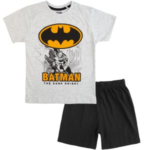 Letnia piżama bawełniana Batman - szara dla chłopca chłopięca piżama na lato letnia krótki rękaw