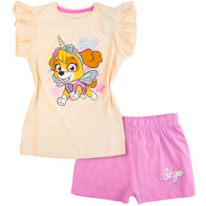 Letnia piżama bawełniana Psi Patrol - brzoskwiniowa dla dziewczynki dziewczęca piżamka na lato letnia