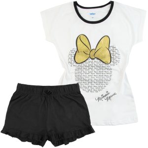 Letnia piżama bawełniana Minnie Mouse - biała piżama dla dziewczynki dziewczęca piżamka na lato lekka przewiewna