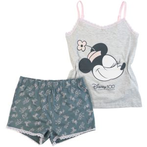 Letnia piżama bawełniana Minnie Mouse - szara dla dziewczynki dziewczęca letnia piżama na lato lekka przewiewna