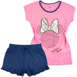 Letnia piżama bawełniana Minnie Mouse - różowa piżama dla dziewczynki dziewczęca piżamka na lato lekka przewiewna