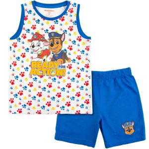 Letnia piżama bawełniana Psi Patrol - biały/niebieski dla chłopca chłopięca piżama na lato letnia lekka przewiewna