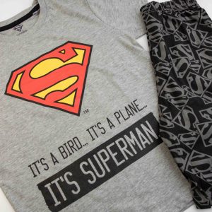 Letnia piżama bawełniana Superman - szary melanż chłopięca dla chłopca