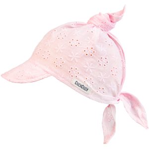 różowa chusta haftowana bawełniana niemowlęca dziewczęca chustka na głowę z daszkiem letnia na słońce dla niemowlaka i dziecka polski produkt bezpieczna bawełna CiuchCiuch