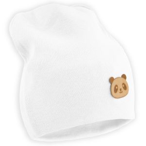 biała czapka niemowlęca dziecięca panda typu smerfetka prosta lekka cienka bawełniana na wiosnę lato jesień czysta bwełna polski produkt CiuchCiuch