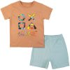 komplet letni dla chłopca bawełniany brązowa koszulka 3d GAME krótki rękaw i lodowe prążkowane krótkie spodenki z napisem