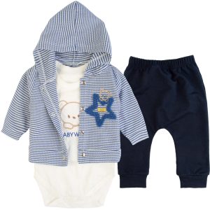 komplet niemowlęcy dla chłopca gwiazdka bluza z kapturkiem body długi rękaw i spodenki bawełniane prezent