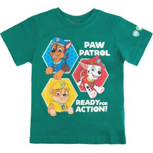 zielona koszulka krótki rękaw t-shirt bawełniany psi patrol trzy pieski dziecięcy