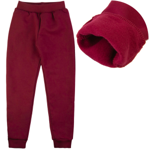 ciepłe bordowe spodnie dresowe ocieplane meszkiem dla dzieci do żłobka przedszkola na jesień i zimę gładkie bordo ciuchciuch polskie jesień zima grube na meszku